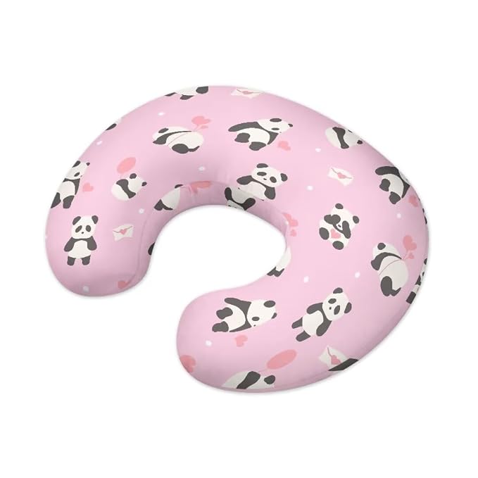 Breathable & Skin-Friendly Nursing Pillow Cover for Mother and Infant Room,Comfortable & Machine Washable Nursing Pillow Cover,Panda Love 2Pcs