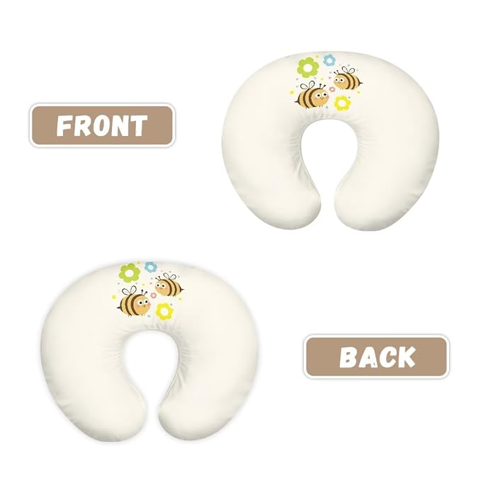 Flower Bee Breast Feeding Pillow Covers, Ultra Soft Comfortable Slipcovers Stretchy Removable Cover for Breastfeeding Pillows for Baby Girl and Boy
