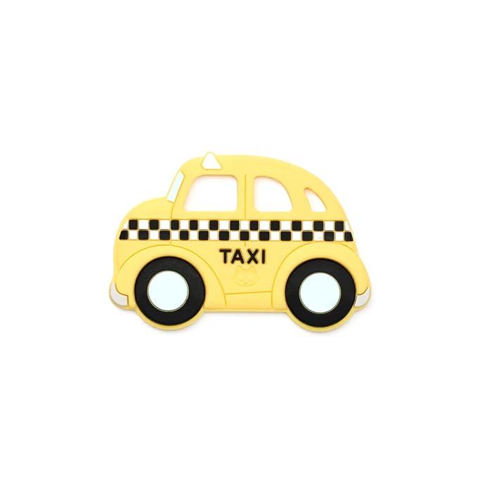 Loulou Lollipop Silicone Teether for Babies 4 Months and Up, Textured Teething Toy for Sore Gums, BPA-Free Food-Grade Silicone, Easy to Hold, Dishwasher & Freezer Safe, Yellow Taxi