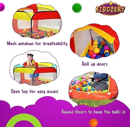Kids Play Tent with 100 Balls ??Extra Large 56?³x50??Pop-Up Ball Pit ??Indoor/Outdoor Playhouse with Mesh Windows & Carry Bag