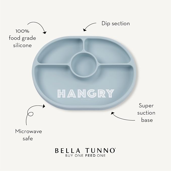 Bella Tunno Suction Plate for Babies & Toddlers, Self-Feeding Dish for Baby Led Weaning, Silicone Divided Plate, Sticks to Highchair Trays & Tables, Microwave & Dishwasher Safe, Eat Up Buttercup
