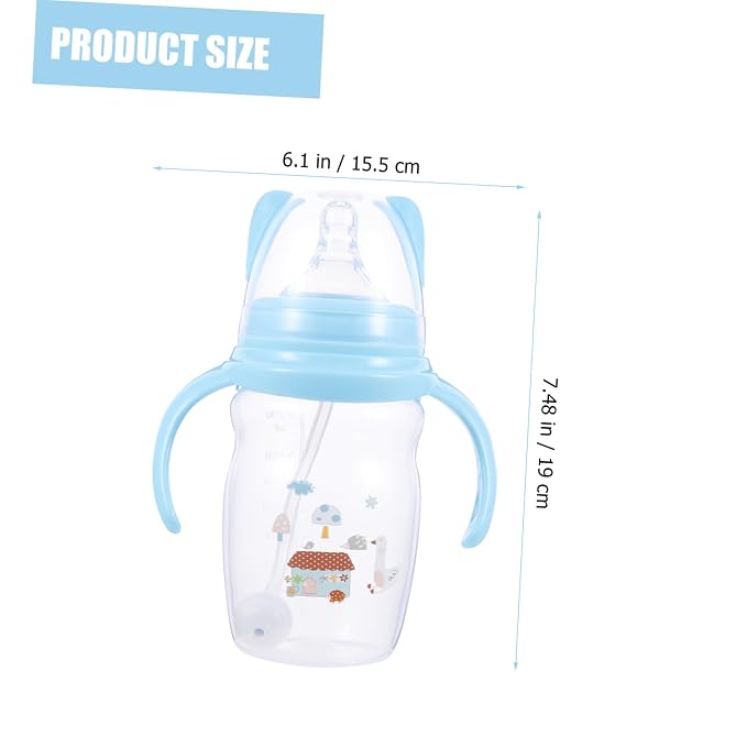 GARVALON 1pc Leak Boy Girl Water Cup Straw Feeding Bottle for Plastic Design Comfortable to Hold Handle Knight for Independent Drinking
