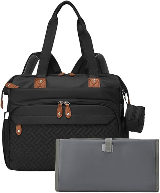 Diaper Bag Backpack with Changing Pad, Pacifier Case, Multi Functional Backpack Mommy Bag with Insulated Pockets (Black)