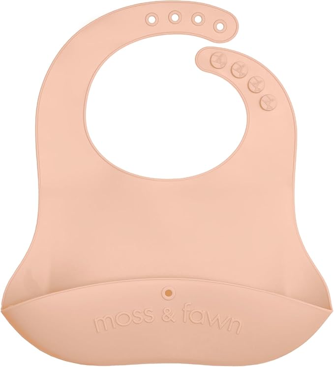 Moss and Fawn Gather & Roll Bib - Washable Waterproof Silicone Baby Feeding Bib - BPA, Lead, & PVC-Free