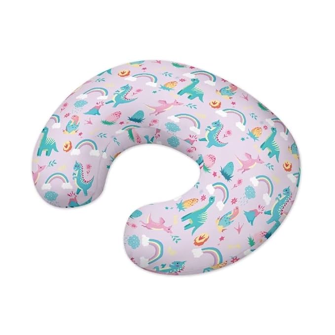 Removable Cover for Breastfeeding Pillows,Baby Nursing Pillow Cover, Ultra Soft Breathable, Stretchy Feeding Pillow Case with Hidden Zipper,Cartoon Dinosaurs Cloud Rainbow