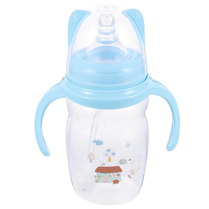 GARVALON 1pc Leak Boy Girl Water Cup Straw Feeding Bottle for Plastic Design Comfortable to Hold Handle Knight for Independent Drinking