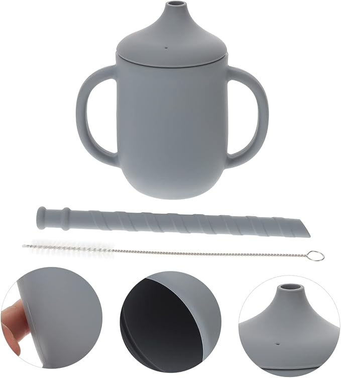 Silicone Sippy Cup for Durable Drop Straw Cup for Comfortable Grip Training Cup for Cold Hot Drinks for Independent Drinking Deep