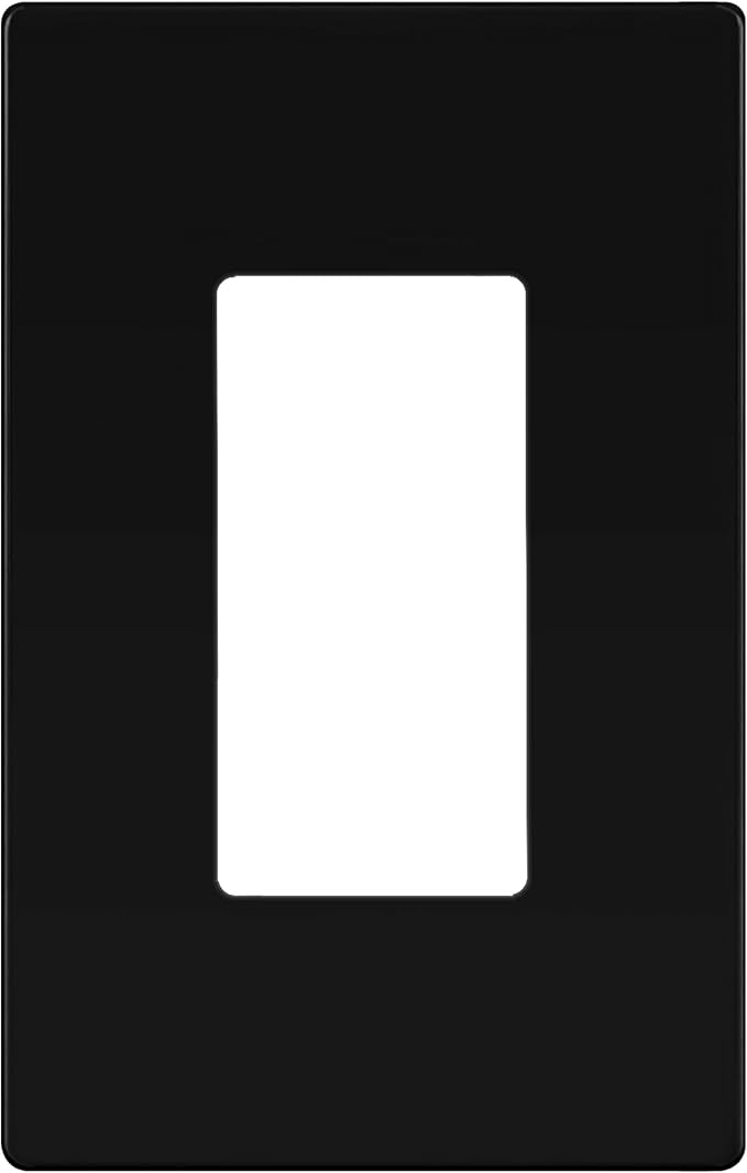 TG Screwless Decorator Wall Plate Child Safe Outlet Cover, Mid-Size 1-Gang 4.88" H x 3.11" L, Unbreakable Polycarbonate Thermoplastic, UL Listed, Glossy, Black (1 Pack)