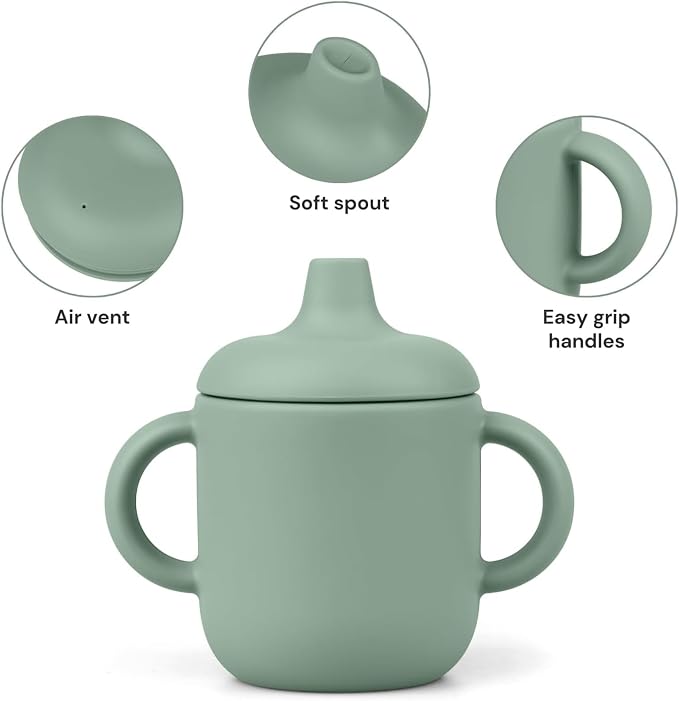 Personalized Baby Sippy Cup with Engraved Name Soft Silicone Training Cup for 6+ Months | Leak Proof, 5oz Toddler Cup with Handle | BPA-free Newborn Gift