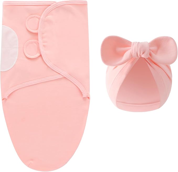 Baby Swaddle Sleep Sack with Hat Set for 0-3 months 3-Pack Soft Cotton Newborn Wearable Swaddle Wrap for Girls Boys