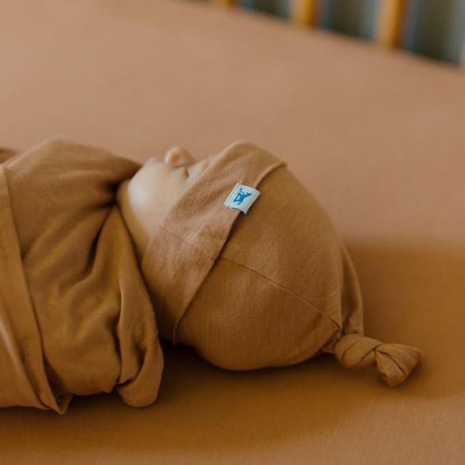 Little Unicorn Premium Stretch Knit Swaddle & Hat Set | Ultra-soft with optimal stretch for newborns | Giftable set (Terracotta)