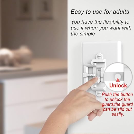Light Switch Cover Guard,Toggle Lightswitch Coverplate Lock,Child Proof Light-Switch Plate Cover Prevents Kids or Accidental Turned On/Off (Gross White, 8 Pack)
