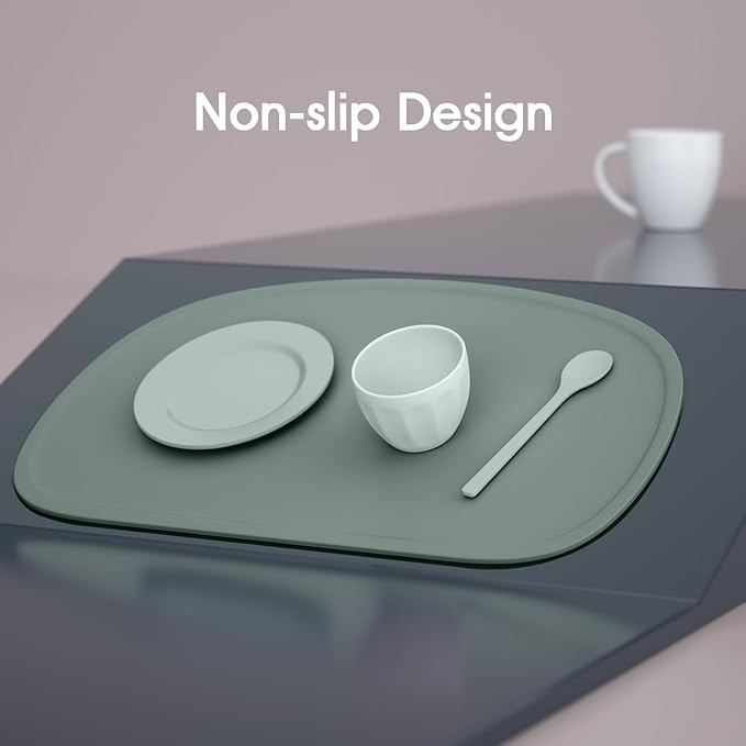 Cuddle Campus Set of 3 Silicone Placemats with Raised Edges for Kids,Toddlers,Babies, Non-Slip Dinning Table Mat, Baby Eating Mat, Food Mat Set 1