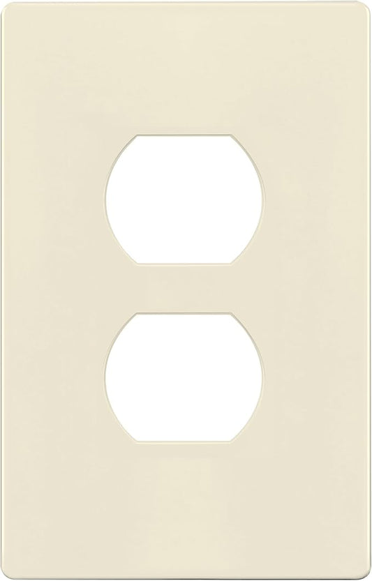 TG Mid-Size Screwless Duplex Wall Plate, Child Safe Receptacle Outlet Cover, Medium Size 1-Gang 4.88" H x 3.11" L, Polycarbonate Thermoplastic, UL Listed, SP-MS1-LA, Light Almond (1 Pack)