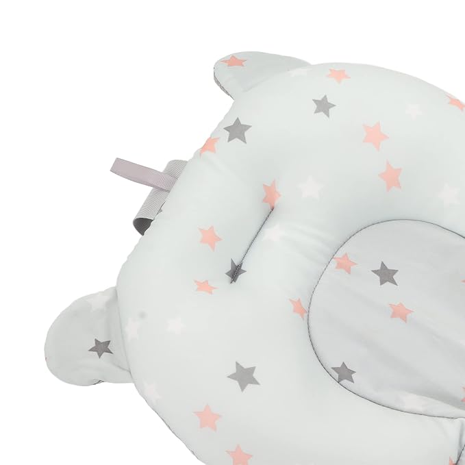 Baby Bath Seat Cushion, Floating Safe Foldable Adjustable Infant Bath Supporter for Newborn, Soft Bath Pillow Baby Bath Pillow for Bathtub (Light Blue Stars)