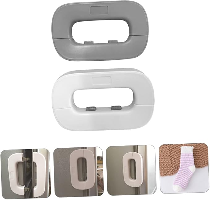 2sets Boy Girl Multipurpose Refrigerator and Cabinet Door Locks White Grey Finger Pinch for Boys and Girls Easy One-handed