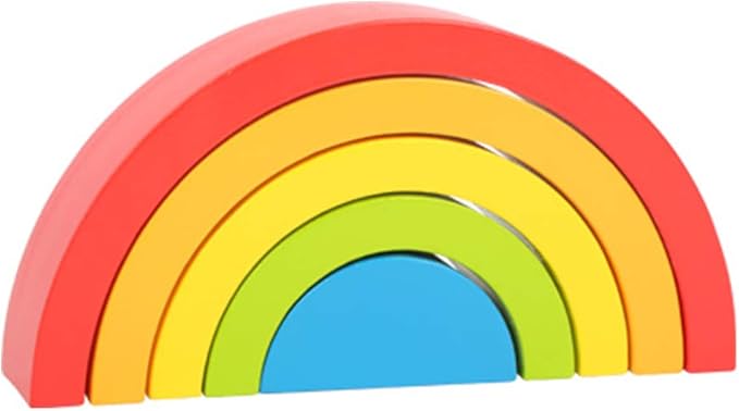 Small Foot Wooden Rainbow Building Blocks (Small)-Babies Learn Hand-Eye Coordination,Patterns&Colors While Developing Fine Motor Skills-Classic Educational Game for Toddlers-Age 12+ Months