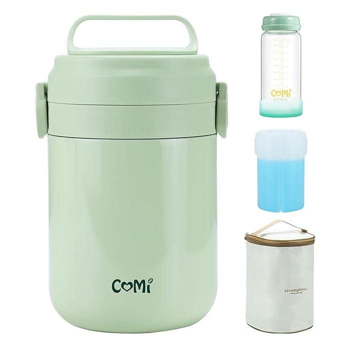 COMI Breast Milk Cooler,24H Triple-Layer Cooling,Breastmilk Storage Bottles Container, 10oz Leak Proof Outdoor Small Freezer,for Travel, Work, Night Pumping, Gift for New Moms(Green)