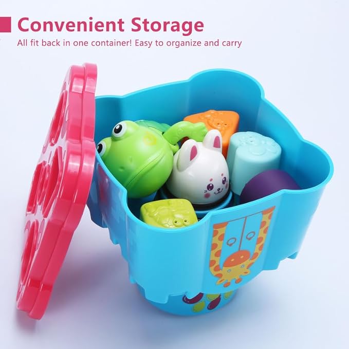 LTKFFFdp Baby Stacking Toys for Toddler 1-3, Nesting Cup Shape Sorter for Infant 6 to 12-18 Month, Learning Stackable Block, Birthday Gift for Girl Boy 9 Month