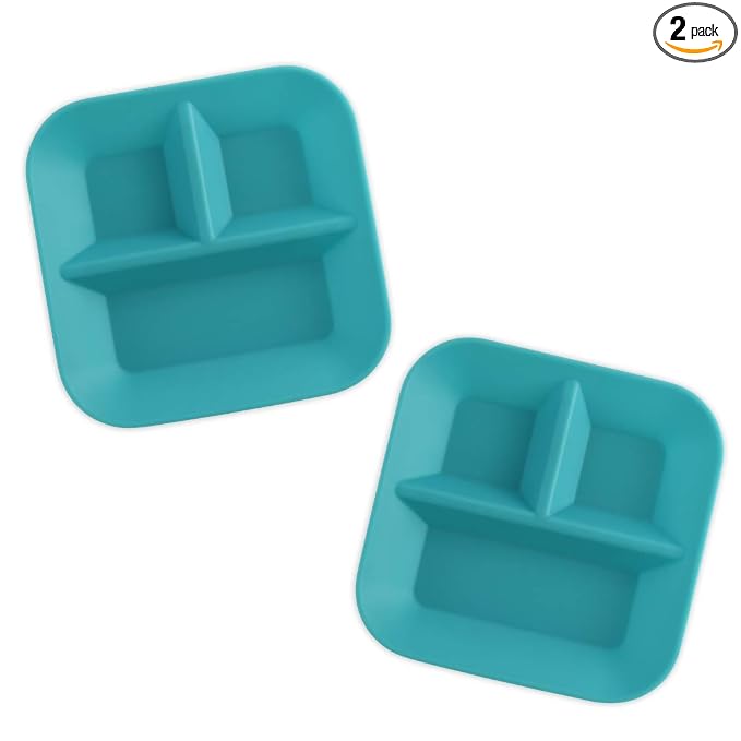 | 100% Silicone Plates for Babies & Kids | MADE IN THE USA | BPA, BPS, Lead, Cadmium, PVC, & Phthalate Free | Children's Divided Placemat Set | Teal, 2 Pack