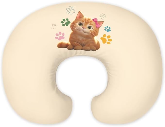 Cat Nursing Pillow Case 1 Pack for Breastfeeding Pillow Nursing Covers Pillow Slipcover Pillowcase Soft Fabric Fits Snug On Infant Feeding Cushion Cover Pillow Not Included