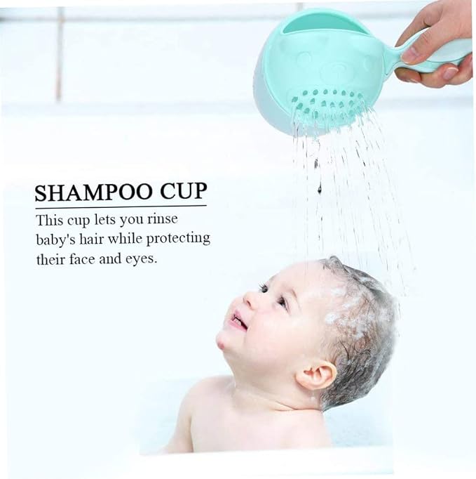 Gcroet Children's Shampoo Cup,Baby Shower Spoons,Shower Washing Head Bath Spoons,Watering Bailer Shampoo Cup Toy Watering Can Baby Shower Spoons,Baby Washing Hair Spoons,Baby Bath Caps Cup,Baby