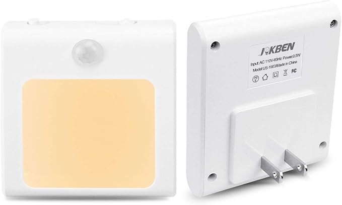 Plug-in Motion Sensor Night Light, Adjustable Brightness Warm White LED Nightlight for Kitchen, Hallway, Stairway, Bathroom, Bedroom (2 Pack)