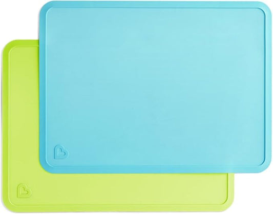 Munchkin® Spotless™ Silicone Placemats for Kids, 2 Pack, Blue/Green