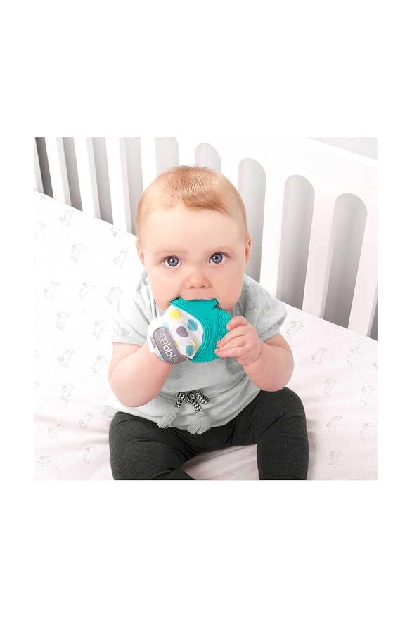 Bblüv - Glüv - Original Silicone Baby Teething Mitten with Opposable Thumb, Self Soothing Teether Toy, Includes a Storage Bag (Aqua)