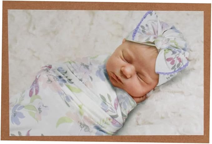 Baby Cotton Swaddle Blanket Wrap with Headband or Hat Set for Baby Girls, Boys Newborns and Infants 0-6 Months (Colorful Blooms)