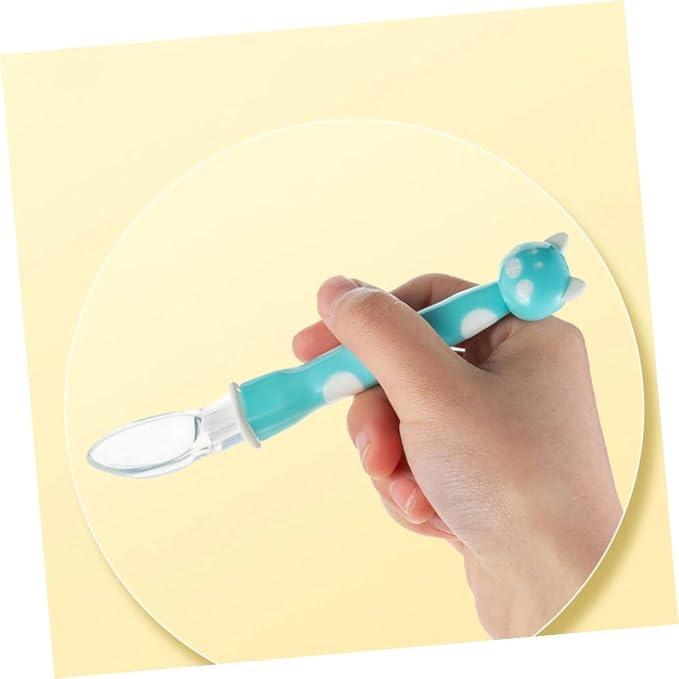 BESPORTBLE 3Pcs Silicone Feeding Spoons Soft Teething Resistant Spoons for Boy Girl Newborn Training with Gentle Gum Care in Haze Blue Rose Pink Mint Green