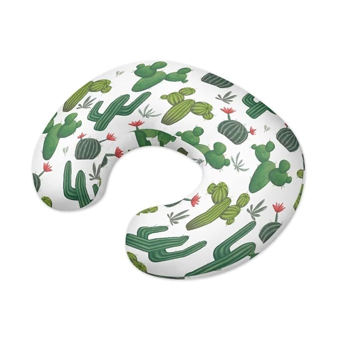 Cartoon Cactus Pillow Cover for Infant Snug,Stretchy Nursing Pillowcase for Bottle Feeding with Hidden Zipper