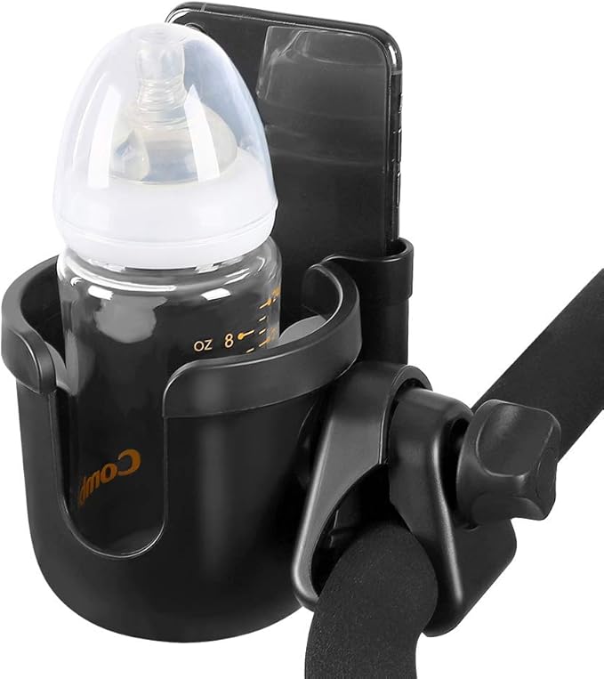 Accmor Stroller Cup Holder with Phone Holder, Bike Cup Holder, Universal Cup Holder for Uppababy Nuna Doona Strollers, 2-in-1 Cup Phone Holder for Stroller Bike Wheelchair Walker Accessory