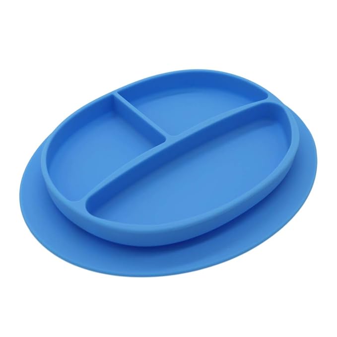 Silicone Suction Plate, Baby Toddler Training Divided Plate, Unbreakable, First Stage, Safe Silicone, Non-Toxic, BPA Free, Food Grade Silicone, Baby Registry Must-Haves, Dish with Bottom Grip.