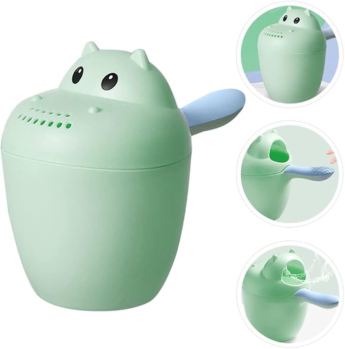 Katutude Baby Bath Rinse Cup - Shampoo Rinser Wash Cup Hair Washing Jug Water Scoop Bathroom Accessories for Newborn Baby Toddlers Shower, 7cm x 14cm / Green