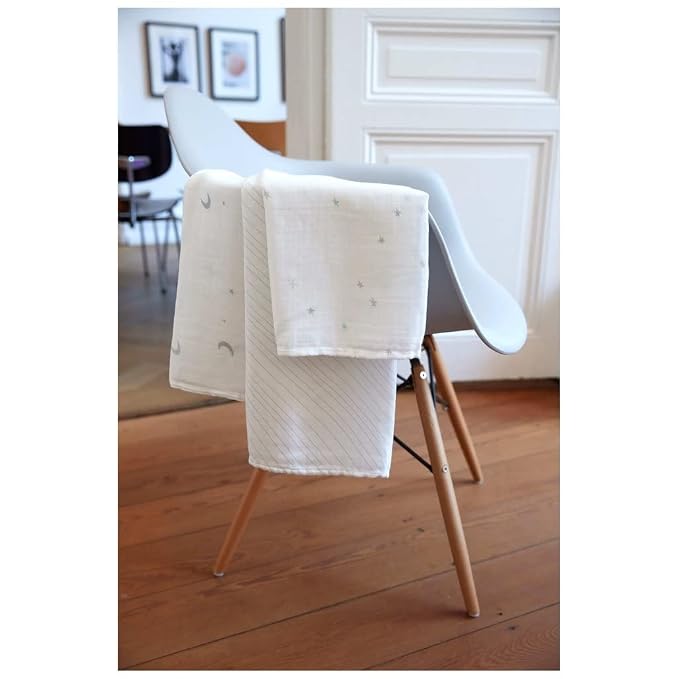 LSSIG Baby Blanket Set of 3 Cotton 80 x 80 cm Swaddle & Burp Blanket L Garden Explorer Boys