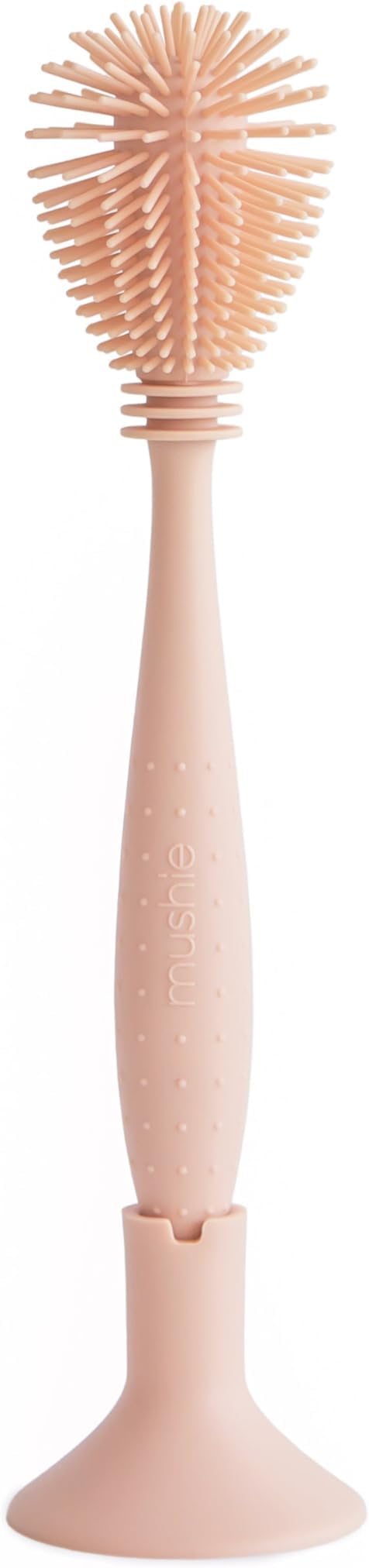 mushie Baby Bottle Brush | Soft Silicone with Suction Base (Blush)