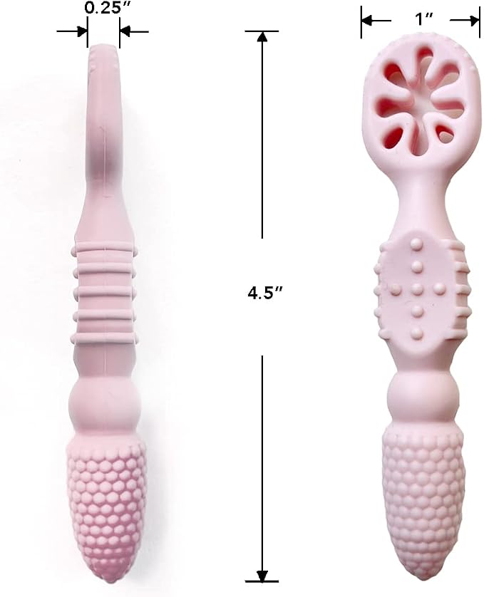 Baby's First Spoon | Self-Feeding Spoon | Toddler Utensil | BPA-Free Silicone 4-Pack (Natural Rose)