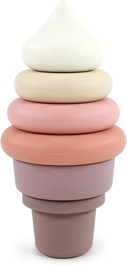 Hudson Baby Silicone Stacking Toy, Ice Cream, One Size