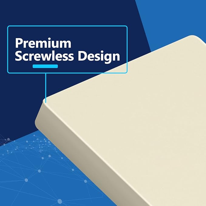 LIDER Blank Wall Plate, Temperature and Impact Resistant, UL Listed, Polycarbonate Thermoplastic, Screwless Design, Matte Finish, Modern Upgrade, Midsize, 1-Gang, 4.88??x 3.11?? Light Almond, 10 Pack