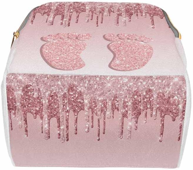 InterestPrint Custom Diaper Bag Backpack Personalized Glitter Drips Rose Gold Feet Backpack with Text Bag Nursing Bags Fashion Shoulders Bag Casual Daypack Travel Multipurpose Bag for Men Women