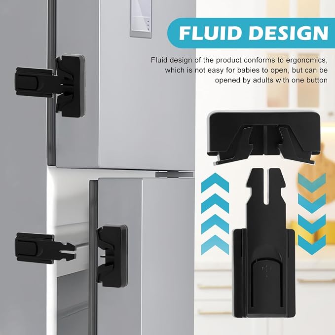Fridge Lock, 2PCS Freezer Lock, Refrigerator Locks for Kids, Child-Proof Child Safety Lock for Oven Fridge Door Latch