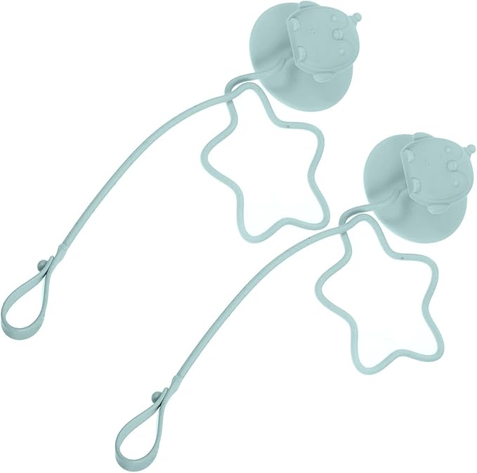 Vaguelly Baby Training Spoon Fork Set with Silicone Anti-Loss Chain and Suction Cup Holder for Highchair Utensils Accessories