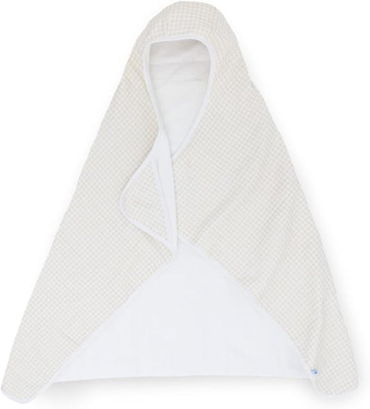 Little Unicorn Hooded Bath Towel | Absorbent Cotton & Terry Blend | Larger Size for Baby & Toddlers, 1-6 Years (Tan Gingham)