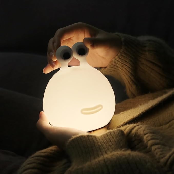DesignNest Slug Night Light, LED Soft Silicone Touch Control Lamp, Dimmable, Auto Off Timer, Rechargeable, Sleep Aid, 80H+ Long, Squishy Night Light Toy, Kids, Toddler, Nursery, Bedroom, Gift