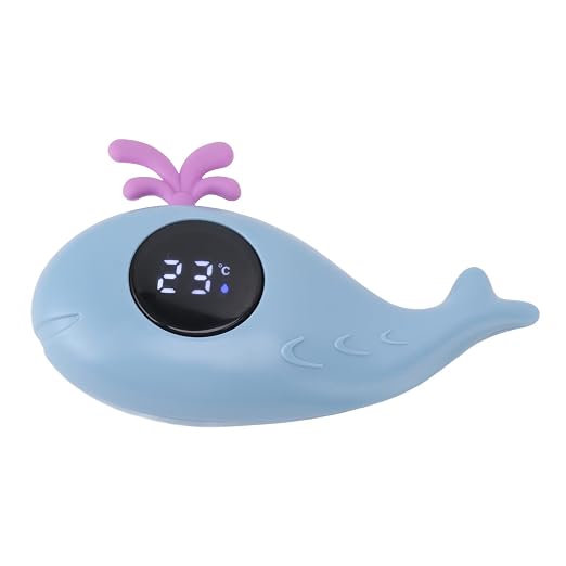 Baby Bath Thermometer Cute Whale Shape Digital Water Measurement for Newborn Parents (Blue)