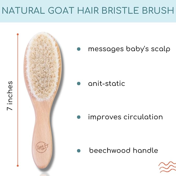 LANE & CO. Hair Gel for Kids with Goat-Hair Brush & Hard-Bristle Hairbrush- Plant-Based Styling Paste for Baby, Toddler - Natural, Organic, Child-Safe Formula with Shea & Cocoa Butter, Coconut Oil