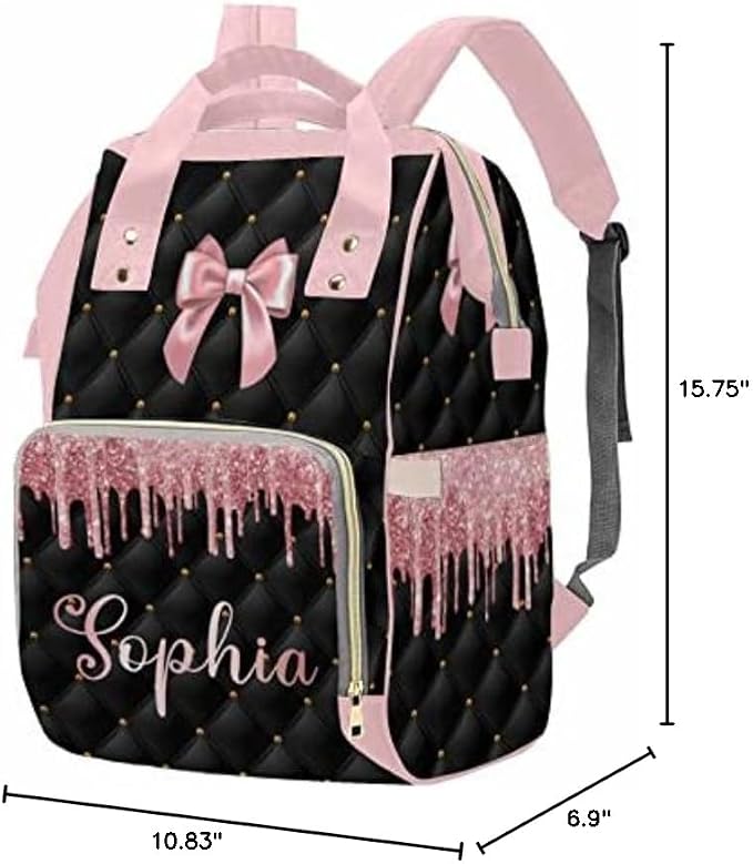 MyPupSocks Custom Baby Diaper Backpack with Name, Custom Multifunction Large Travel Diaper Bag Backpack for New Mom Baby Newborn