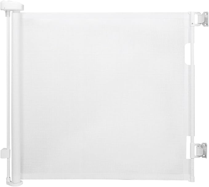 Retractable Outdoor Gate,Mesh Gate Outdoor for Babies and Pets 33.8" Tall Extends to 55.1" Wide, Retractable Mesh Gate for Doorways, Stairs, Hallways, Indoor/Outdoor(White)