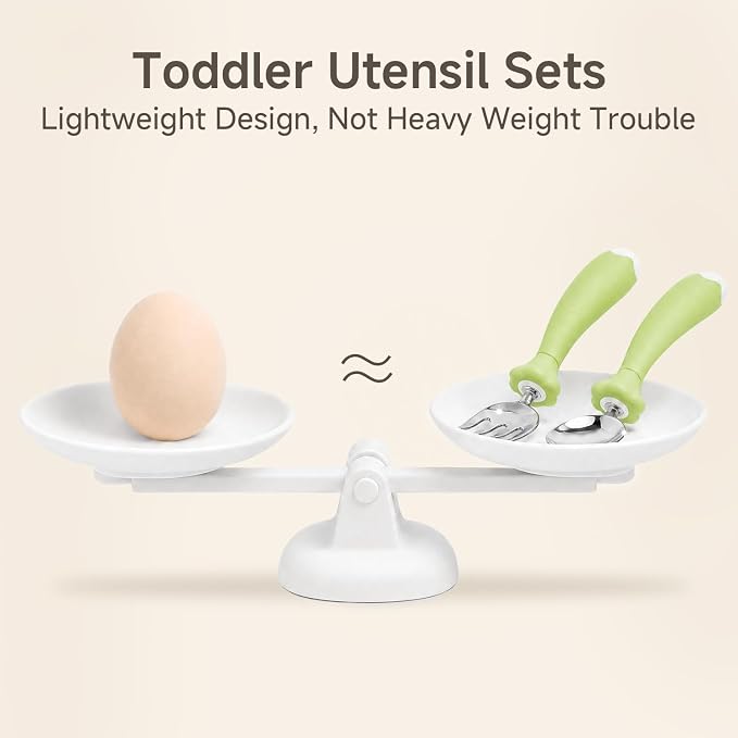 KINGSTONE Toddler Utensils with Case, Kids Silverware Set with Silicone Handles, 18/10 Stainless Steel Children Safe Forks and Spoons, Travel Carrying Cases BPA Free, Dishwasher Safe (green)